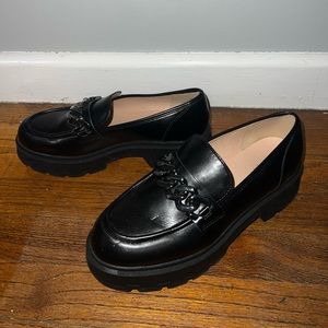 Women’s black platform loafers